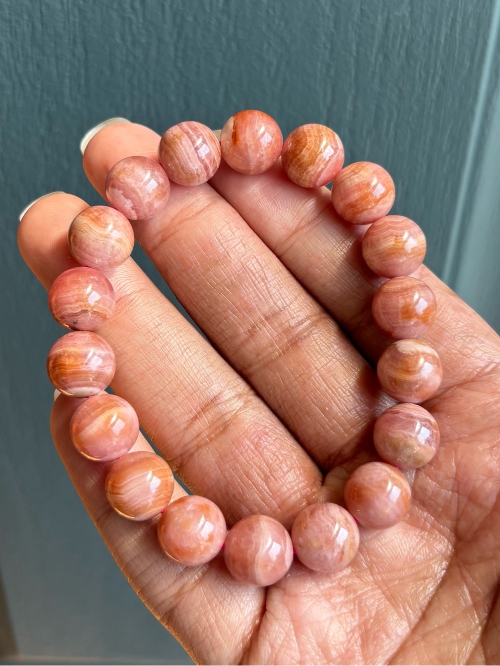 HQ Banded Rhodochrosite Crystal Bracelet 11.8mm